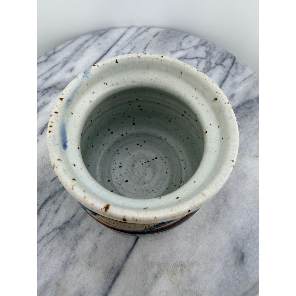 Vintage Klickitat Pottery Studio Art Vase Hand Thrown Stoneware Jar Blue Brown - Picture 6 of 14